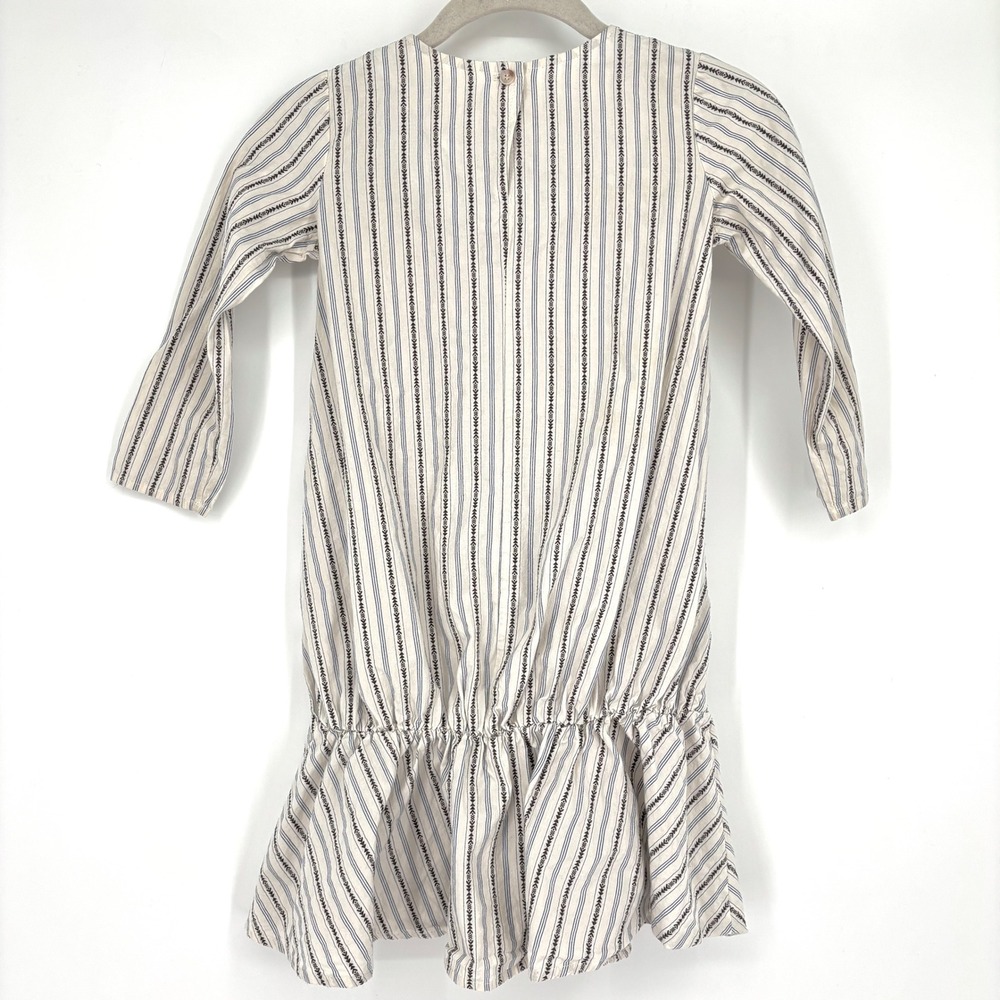 Boy + Girl 100% Cotton Striped Dress Sz 8 Cream Blue Drop Waist Made in USA - Picture 4 of 11